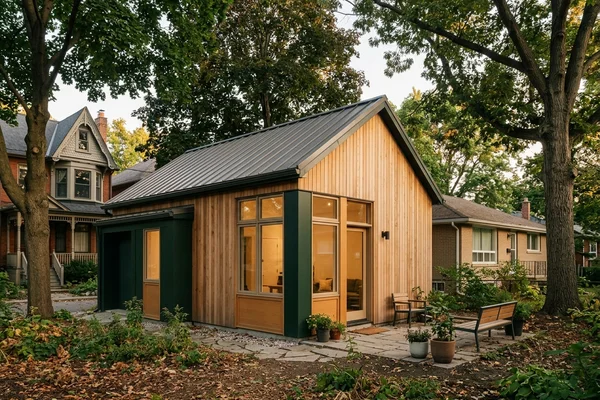 Exterior of a converted garage suite in Riverdale
