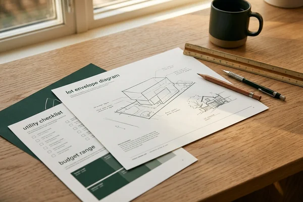 Feasibility report pages with envelope diagram and budget range