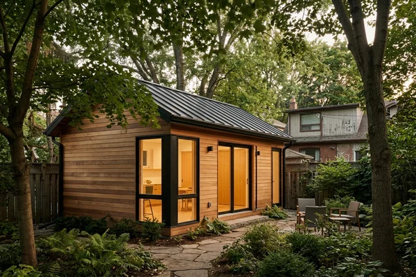 Finished prefab-hybrid garden suite in Etobicoke