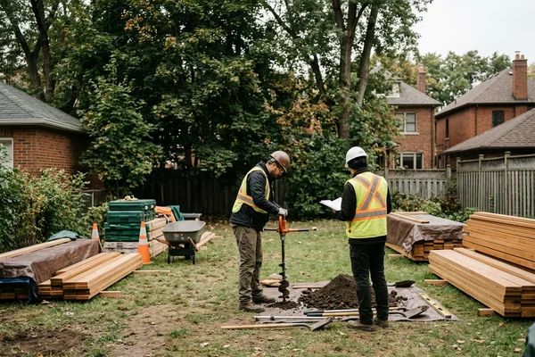 Soil sample taken to assess foundation options