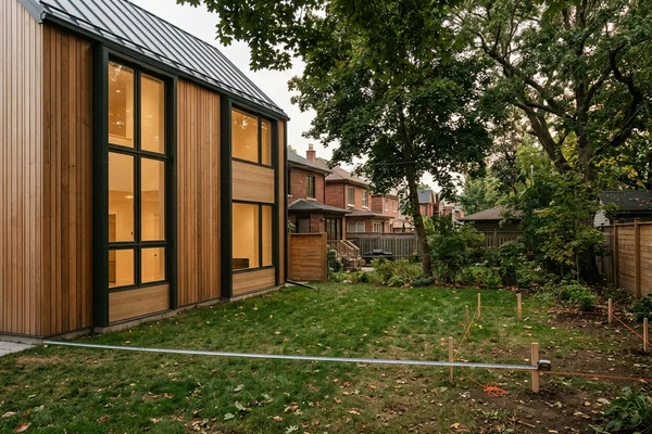 Checking separation distance between the house and a staked suite footprint