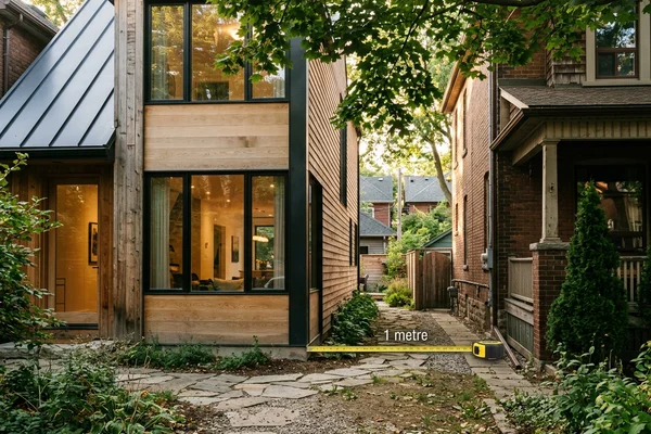 Side yard measured for a 1 m fire access path