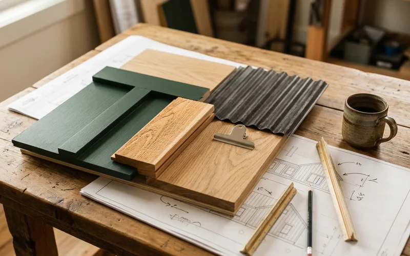 Heritage-friendly material samples for a Beaches garden suite