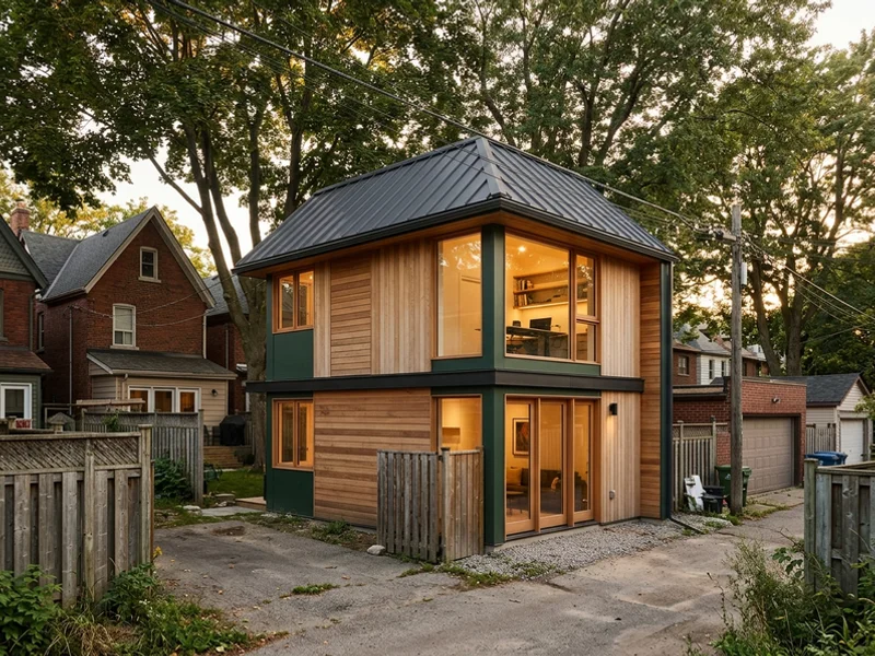 After: two-storey lane-facing suite on the same Danforth lot