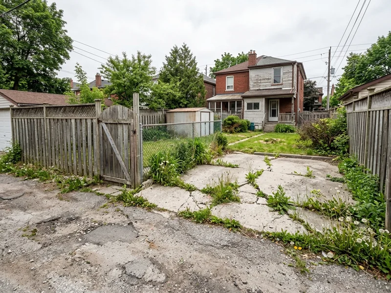 Before: lane-facing rear yard off the Danforth
