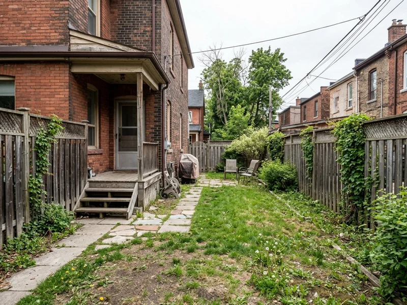 Before: narrow Leslieville backyard with patchy lawn