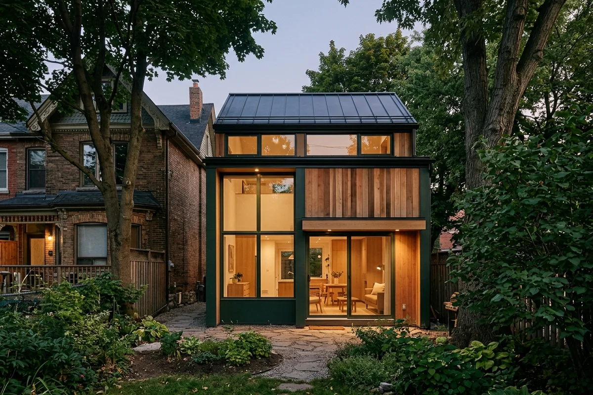 48 sqm detached garden suite with loft behind a Victorian semi in Leslieville