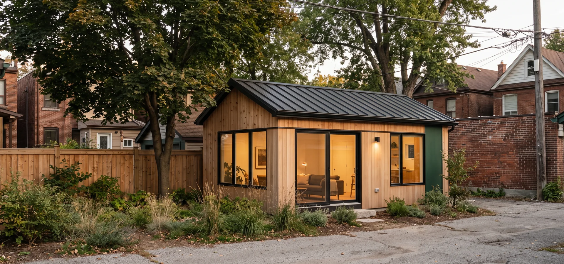 Converted rear garage garden suite on a Riverdale lane