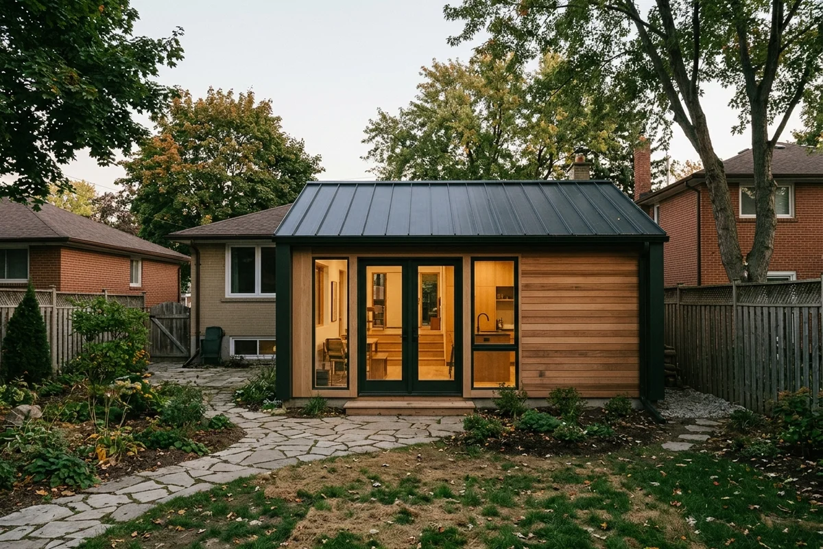 Finished 48 sqm prefab-hybrid garden suite in Etobicoke