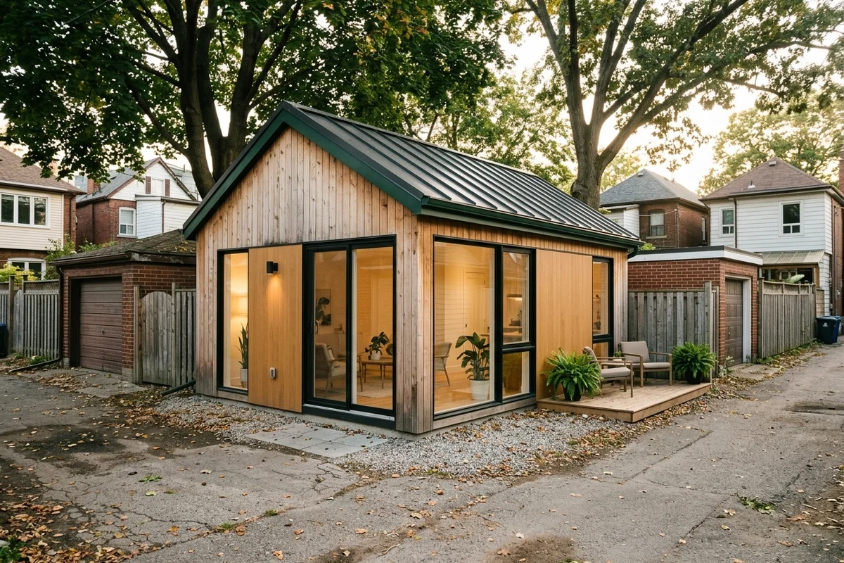 Detached garage converted into a 38 sqm suite in Riverdale