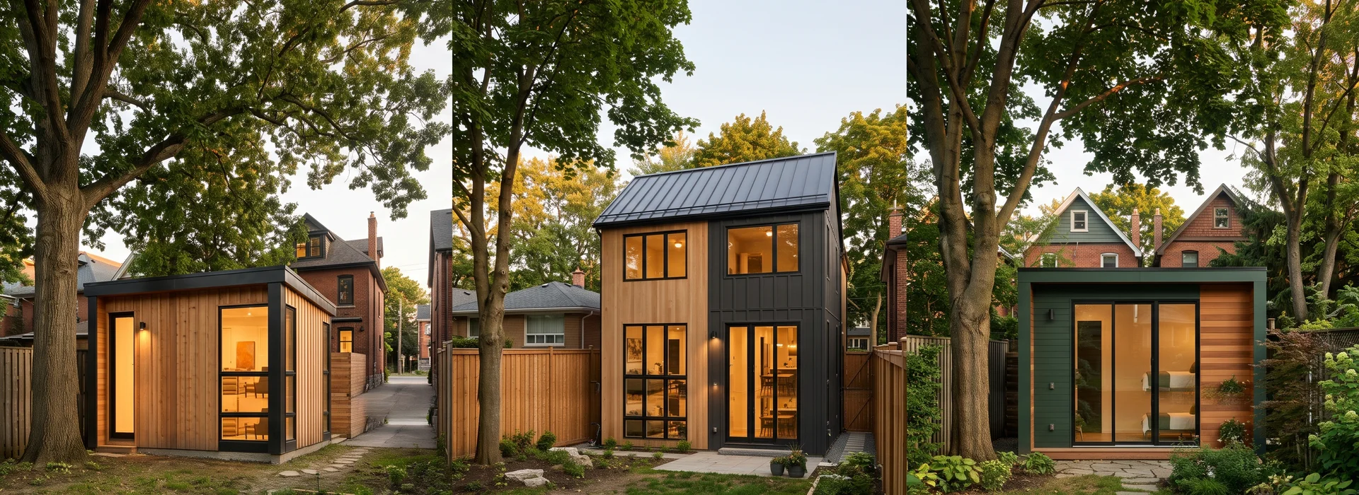 Completed modern garden suites in Toronto backyards