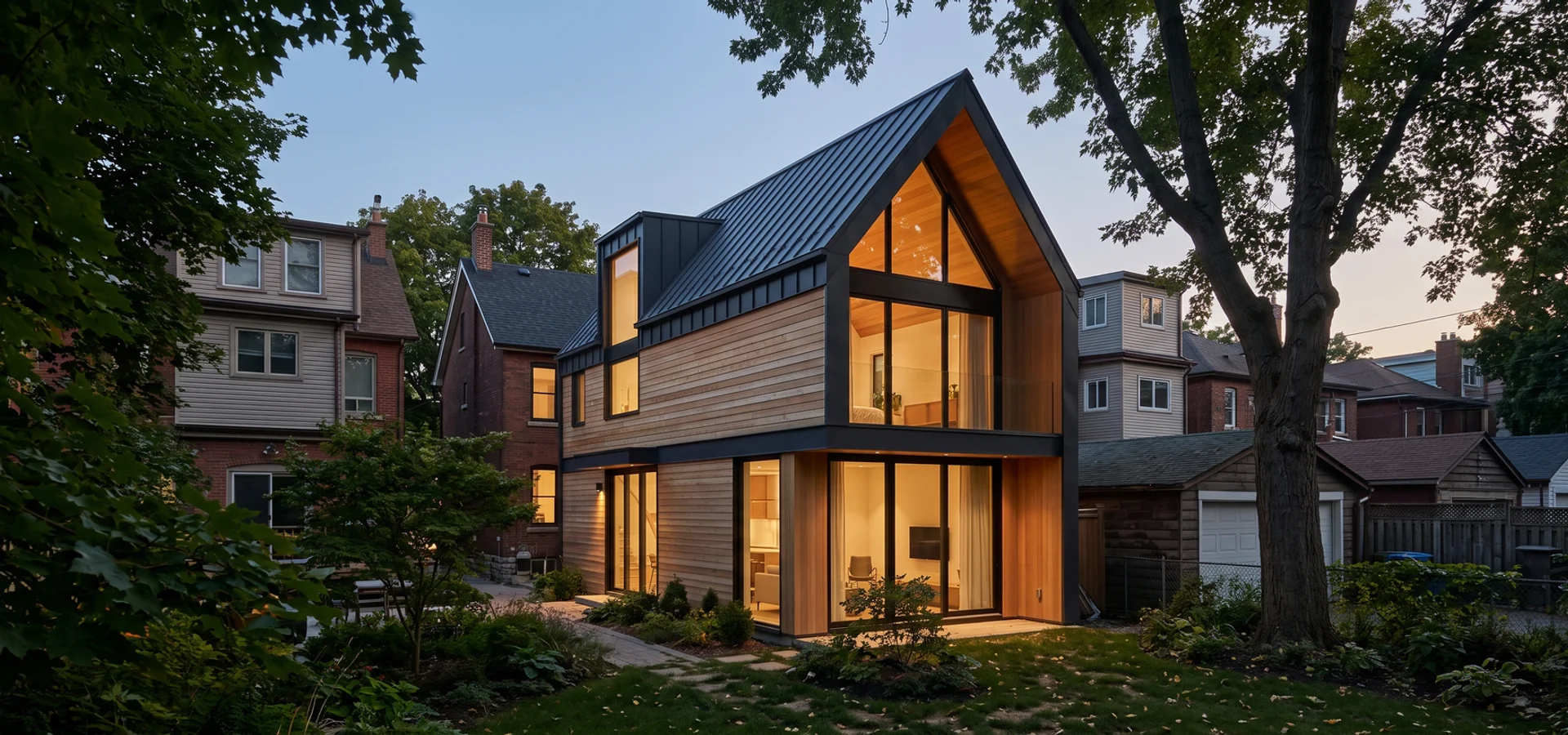 Two-storey garden suite with loft behind a Victorian semi in Leslieville